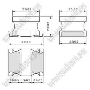 LQH32MN220J23 дроссель SMD проволочный с ферритовым сердечником; 1210 (3225); L=22uH±5%; Iн=150mA