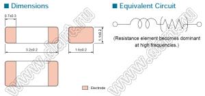 BLM31PG391SN1 дроссель SMD многослойный ферритовый; 1206; 390(Ом) (±25%)