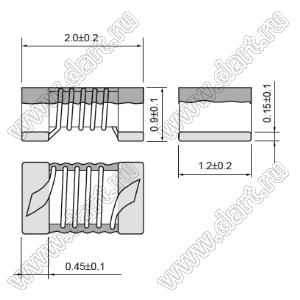 LQW21HN1R5J00 дроссель SMD проволочный с ферритовым сердечником; 0805 (2012); L=1,5uH±5%; Iн=85mA