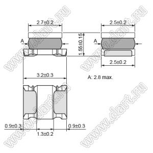 LQH32PN3R3NN0 дроссель SMD проволочный с ферритовым сердечником; 1210 (3225); L=3,3uH±30%; Iн=1250mA