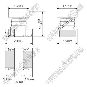 LQW2BHN56NG03 дроссель SMD проволочный немагнитный; 0805 (2015); L=56nH±2%; Iн=430mA