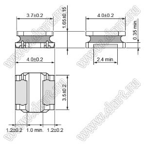 LQH44PN220MP0 дроссель SMD проволочный с ферритовым сердечником; 1515 (4040); L=22uH±20%; Iн=800mA