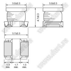 LQH55DN680M03 дроссель SMD проволочный с ферритовым сердечником; 2220 (5750); L=68uH±20%