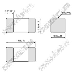 LQM18NNR22K00 (PM0603G-R22J) дроссель SMD многослойный с ферритовым сердечником; 0603 (1608); L=220nH±10%; Iн=50mA