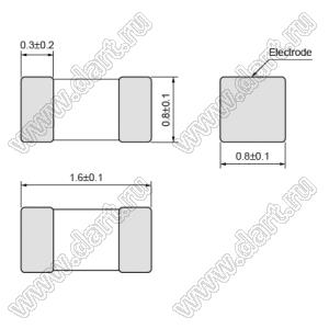 LQM18FN1R0M00 дроссель SMD многослойный с ферритовым сердечником; 0603 (1608); L=1,0uH±20%