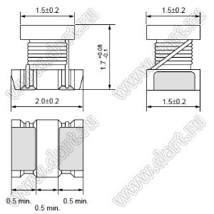 LQW2BHN8N6D13 дроссель SMD проволочный немагнитный; 0805 (2015); L=8,6nH±0,5nH; Iн=1300mA