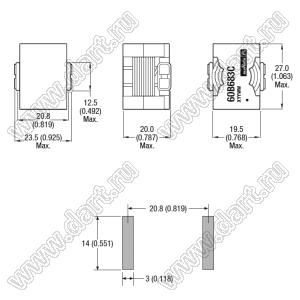 60B683C дроссель SMD проволочный неэкранированный; L=68μH; Iн=9А