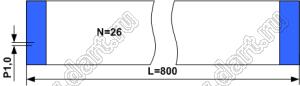 BLFPC P1,0 26PIN 800mm шлейф плоский, шаг 1,0мм 26 жил длина 800мм, контакты на одной поверхности