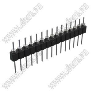 DS1004-1x15F13 (PSLM-17 тип 3) вилка цанговая прямая однорядная для выводного монтажа; P=2,54мм; 17-конт.