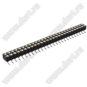 DS1002-01-2x27S13 (SCDL-27SMT, PBDM-2x27SMT, 362030227NS007401) гнездо цанговое прямое двухрядное для поверхностного (SMD) монтажа; P=2,54мм; 2x27-конт.