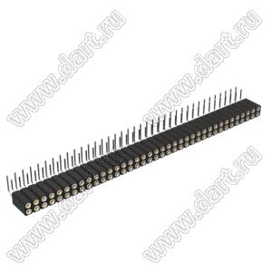 DS1002-08-2x37R13700 (7803R-37-70) гнездо цанговое угловое двухрядное для выводного монтажа; P=2,54x2,54мм; 2x37-конт.