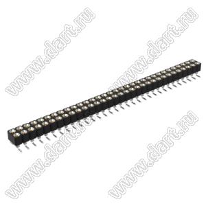 DS1002-01-2x32S13 (SCDL-32SMT, PBDM-2x32SMT, 362030232NS007401) гнездо цанговое прямое двухрядное для поверхностного (SMD) монтажа; P=2,54мм; 2x32-конт.