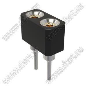 DS1002-02-2x016BT1F6 (6833S-01) гнездо цанговое прямое двухрядное для выводного монтажа; P=2,0мм; 2x1-конт.