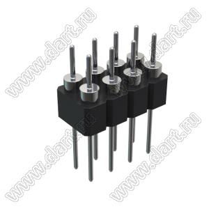 DS1004-2x4-F13 (PDLM-2x4 тип 3) вилка 2-х рядная прямая цанговая; P=2,54мм; 2x4-конт.