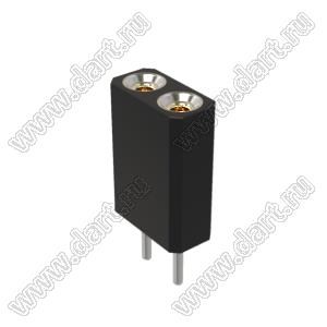 DS1002-03-2x016T1F6 (6803S-01-70) гнездо цанговое прямое двухрядное для выводного монтажа; P=2,54x2,54мм; 2x1-конт.