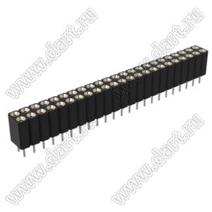 DS1002-03-2x236T1F6 (6803S-23-70) гнездо цанговое прямое двухрядное для выводного монтажа; P=2,54x2,54мм; 2x23-конт.