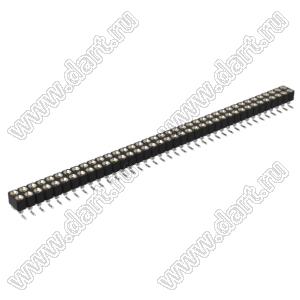 DS1002-01-2x38S13 (SCDL-38SMT, PBDM-2x38SMT, 362030238NS007401) гнездо цанговое прямое двухрядное для поверхностного (SMD) монтажа; P=2,54мм; 2x38-конт.