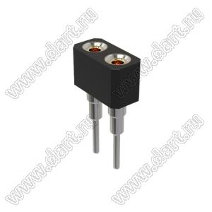 DS1002-07-2x011321 гнездо цанговое прямое двухрядное приподнятое для выводного монтажа; P=2,54x2,54мм; 2x1-конт.
