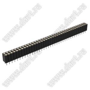 DS1002-03-2x376T1F6 (6803S-37-70) гнездо цанговое прямое двухрядное для выводного монтажа; P=2,54x2,54мм; 2x37-конт.