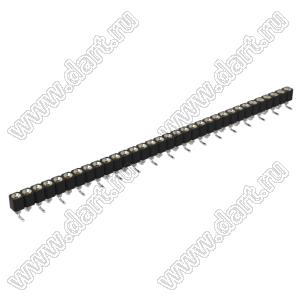 DS1002-01-1x33S13R2 (SCSL-033SMT, PBSM-1x33SMT) гнездо цанговое прямое однорядное для поверхностного (SMD) монтажа; P=2,54мм; 33-конт.