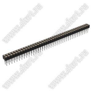 DS1002-07-2x401322 гнездо цанговое прямое двухрядное приподнятое для выводного монтажа; P=2,54x2,54мм; 2x40-конт.