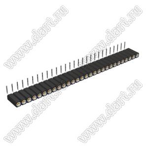 DS1002-08-1x28R13700 (7801R-28-70) гнездо цанговое угловое однорядное для выводного монтажа; P=2,54мм; 28-конт.