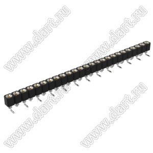 DS1002-01-1x25S13R2 (SCSL-025SMT, PBSM-1x25SMT) гнездо цанговое прямое однорядное для поверхностного (SMD) монтажа; P=2,54мм; 25-конт.