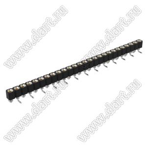 DS1002-01-1x26S13R1 (SCSL-026SMT, PBSM-1x26SMT) гнездо цанговое прямое однорядное для поверхностного (SMD) монтажа; P=2,54мм; 26-конт.