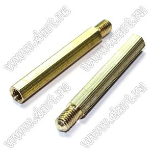 PCHSN5-40 стойка шестигранная с внутренней и наружной резьбами; M5x0,8; SW=8,0мм; L=40,0мм; латунь