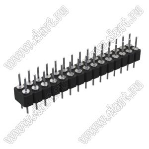 DS1004-2x15-F11 (PDLM-2x15 тип 1) вилка 2-х рядная прямая цанговая; P=2,54мм; 2x15-конт.