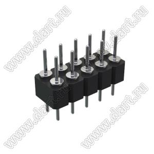 DS1004-2x5-F11 (PDLM-2x5 тип 1) вилка 2-х рядная прямая цанговая; P=2,54мм; 2x5-конт.