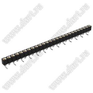 DS1002-01-1x26S13R2 (SCSL-026SMT, PBSM-1x26SMT) гнездо цанговое прямое однорядное для поверхностного (SMD) монтажа; P=2,54мм; 26-конт.