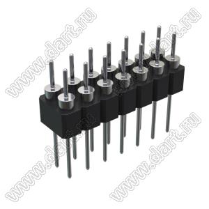 DS1004-2x7-F13 (PDLM-2x7 тип 3) вилка 2-х рядная прямая цанговая; P=2,54мм; 2x7-конт.