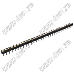 DS1002-05-1x2968 гнездо цанговое прямое однорядное для выводного монтажа; P=2,54мм; 29-конт.