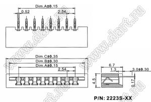 2223S-07 (FB-07) разъем прямой, шаг 2,54 мм, 7 контактов