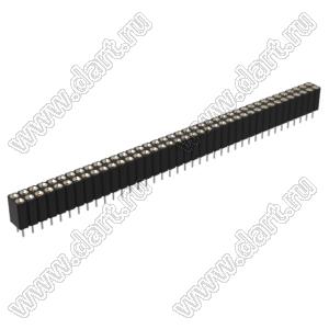 DS1002-03-2x396T1F6 (6803S-39-70) гнездо цанговое прямое двухрядное для выводного монтажа; P=2,54x2,54мм; 2x39-конт.