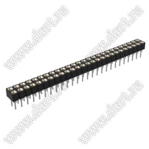 DS1002-01-2x26V13 (SCDL-26, PBDM-2x26, 6604SB-52G) гнездо цанговое прямое двухрядное для выводного монтажа; P=2,54мм; 2x26-конт.