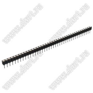 DS1002-02-1x406T1F6 (6831S-40) гнездо цанговое прямое однорядное для выводного монтажа; P=2,00мм; 40-конт.