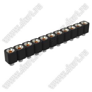 DS1002-06-1x1168 гнездо цанговое прямое однорядное для выводного монтажа; P=2,54мм; 11-конт.