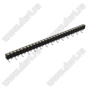 DS1002-01-1x27S13R1 (SCSL-027SMT, PBSM-1x27SMT) гнездо цанговое прямое однорядное для поверхностного (SMD) монтажа; P=2,54мм; 27-конт.