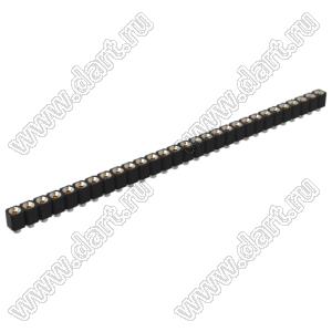 DS1002-06-1x2968 гнездо цанговое прямое однорядное для выводного монтажа; P=2,54мм; 29-конт.