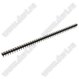 DS1002-05-1x4068 гнездо цанговое прямое однорядное для выводного монтажа; P=2,54мм; 40-конт.