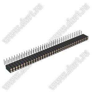 DS1002-08-2x36R13700 (7803R-36-70) гнездо цанговое угловое двухрядное для выводного монтажа; P=2,54x2,54мм; 2x36-конт.