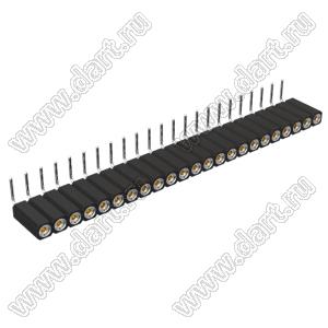 DS1002-08-1x23R13700 (7801R-23-70) гнездо цанговое угловое однорядное для выводного монтажа; P=2,54мм; 23-конт.