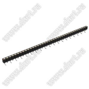 DS1002-01-1x38S13R2 (SCSL-038SMT, PBSM-1x38SMT) гнездо цанговое прямое однорядное для поверхностного (SMD) монтажа; P=2,54мм; 38-конт.