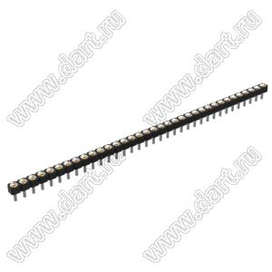 DS1002-05-1x3568 гнездо цанговое прямое однорядное для выводного монтажа; P=2,54мм; 35-конт.