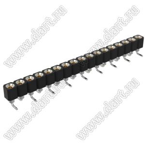 DS1002-01-1x17S13R2 (SCSL-017SMT, PBSM-1x17SMT) гнездо цанговое прямое однорядное для поверхностного (SMD) монтажа; P=2,54мм; 17-конт.