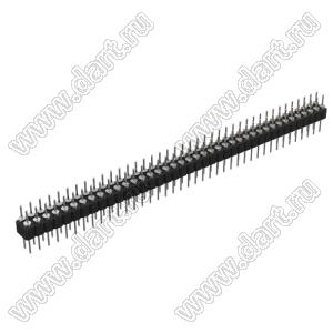 DS1004-2x40-F12 (PDLM-2x40 тип 2) вилка 2-х рядная прямая цанговая; P=2,54мм; 2x40-конт.