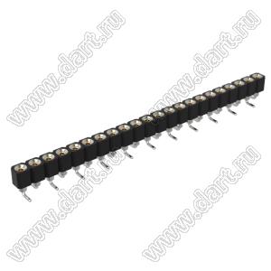 DS1002-01-1x22S13R2 (SCSL-022SMT, PBSM-1x22SMT) гнездо цанговое прямое однорядное для поверхностного (SMD) монтажа; P=2,54мм; 22-конт.