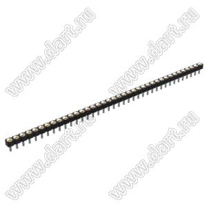 DS1002-05-1x3868 гнездо цанговое прямое однорядное для выводного монтажа; P=2,54мм; 38-конт.